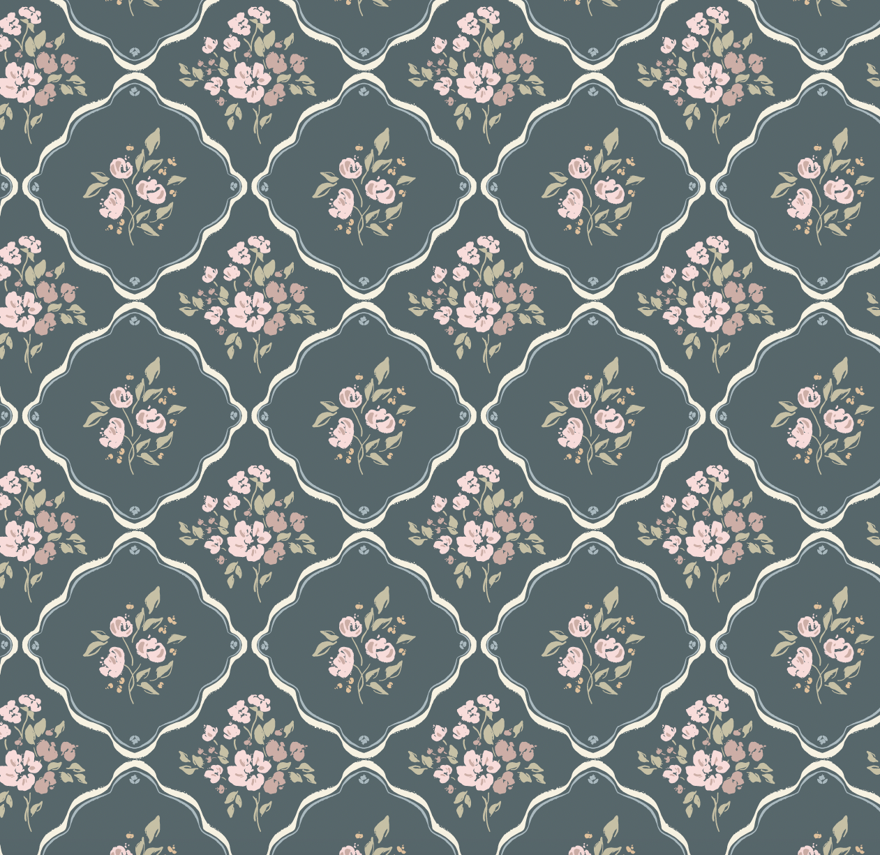 blue floral lattice peel and stick wallpaper from Loomwell Home Goods