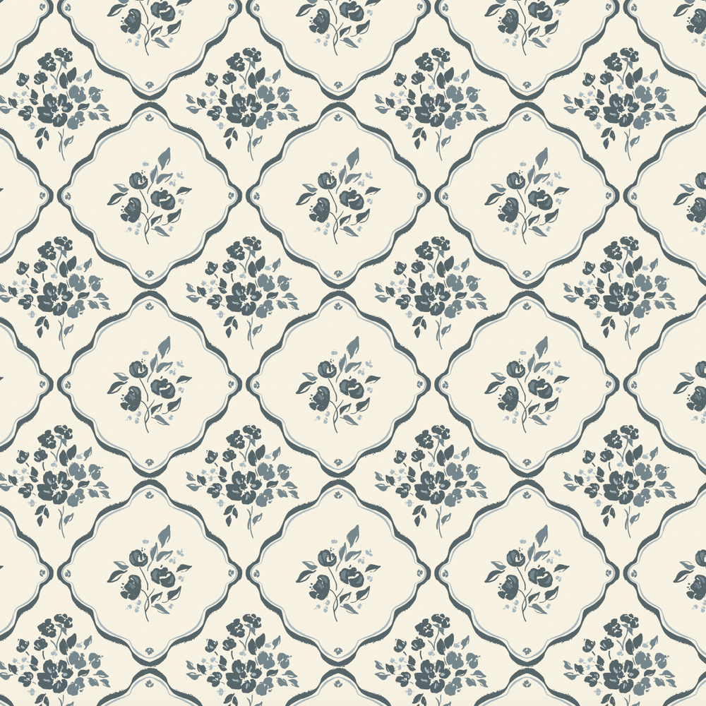 
                  
                    cream blue floral lattice peel and stick wallpaper from Loomwell Home Goods
                  
                