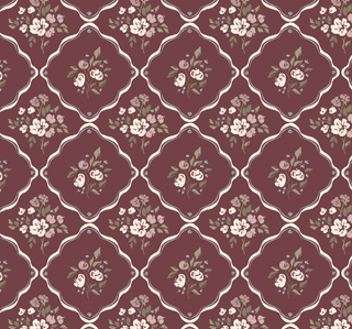 red floral lattice peel and stick wallpaper from Loomwell Home Goods