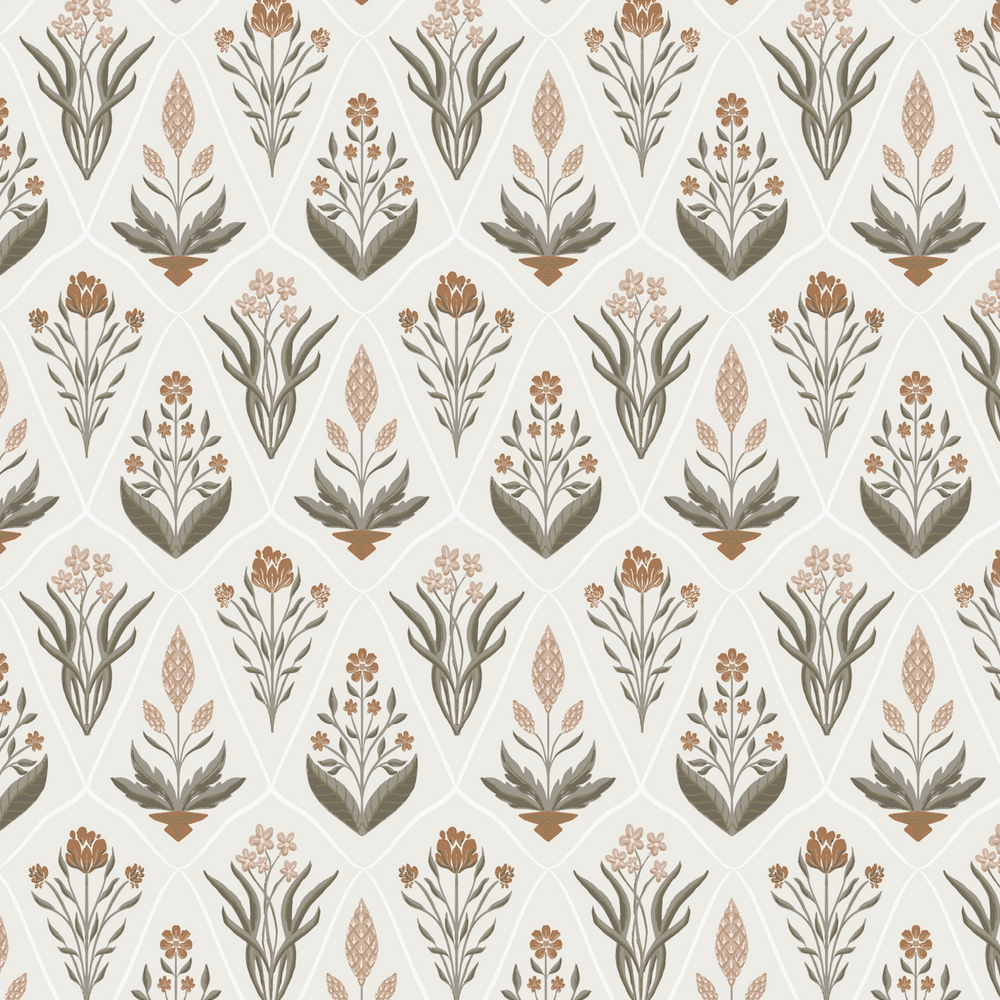 neutral floral peel and stick wallpaper from Loomwell Home Goods