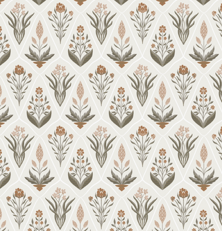 neutral floral peel and stick wallpaper from Loomwell Home Goods