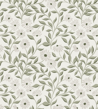 green floral peel and stick wallpaper from Loomwell Home Goods