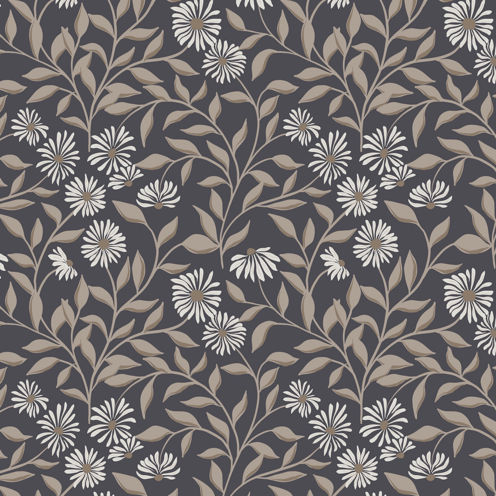 grey floral peel and stick wallpaper from Loomwell Home Goods