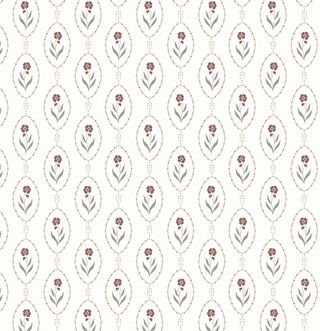 floral emblem peel and stick wallpaper from Loomwell Home Goods