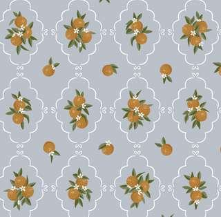 blue fruit peel and stick wallpaper from Loomwell Home Goods