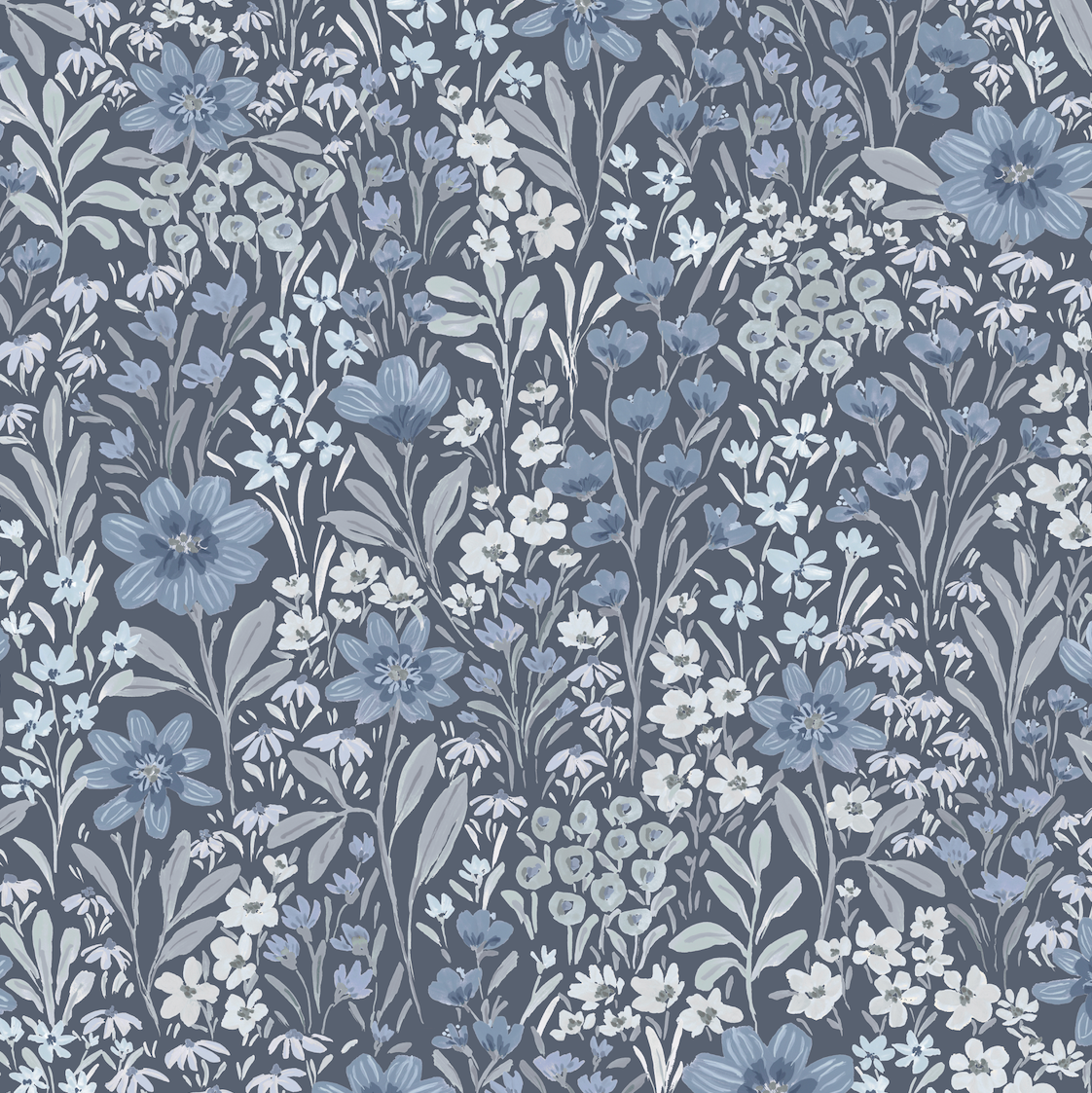 blue floral peel and stick wallpaper from Loomwell Home Goods
