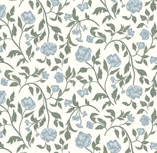 blue floral peel and stick wallpaper from Loomwell Home Goods