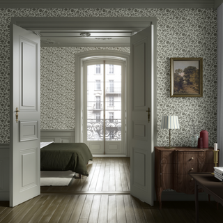 green floral peel and stick wallpaper hallway from Loomwell Home Goods