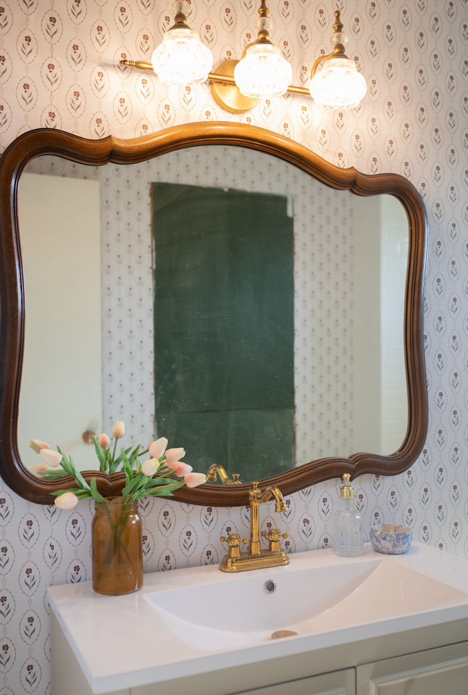
                  
                    floral emblem peel and stick wallpaper powder room from Loomwell Home Goods
                  
                
