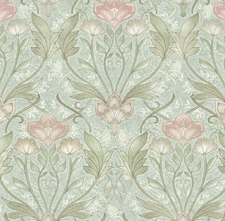 Green Bloomery Morris Flower Peel and Stick Wallpaper from Say Decor