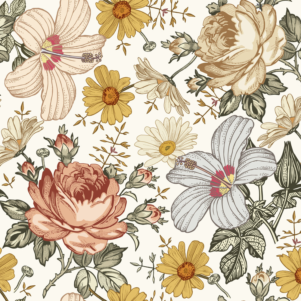 mila floral peel and stick wallpaper from Loomwell Home Goods