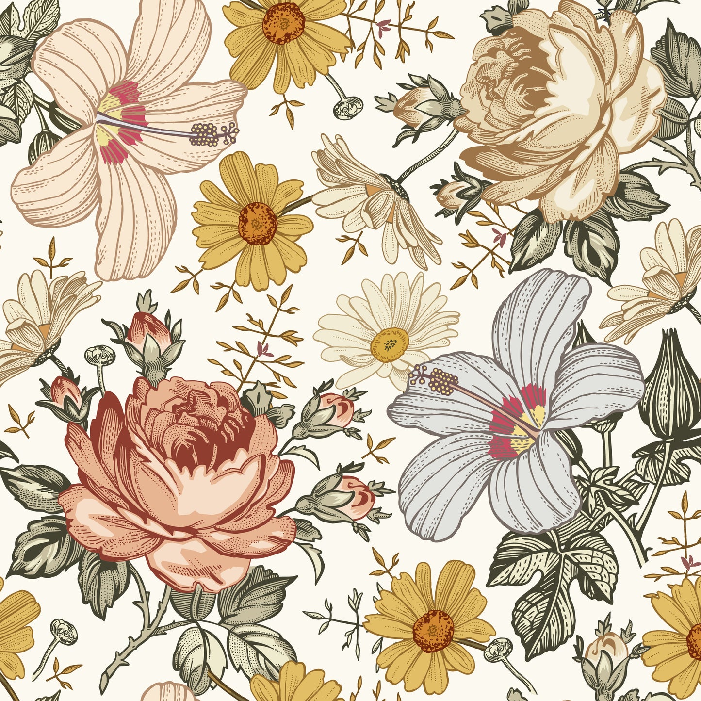 mila floral peel and stick wallpaper from Loomwell Home Goods