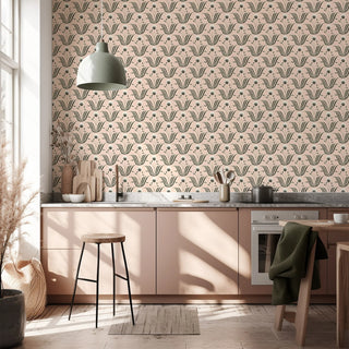 Mitchell Black Lady Charlotte Spring Bloom Floral Wallpaper kitchen in shade Blush at Say Decor