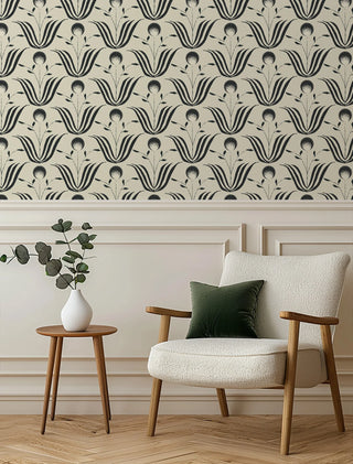 Mitchell Black Lady Charlotte Spring Bloom Floral Wallpaper living room in shade Shell at Say Decor
