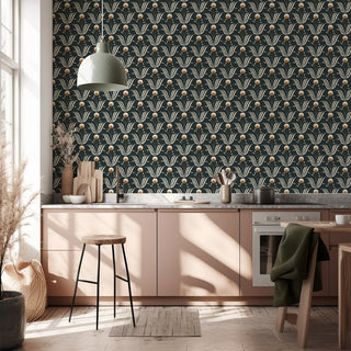 Mitchell Black Lady Charlotte Spring Bloom Floral Wallpaper kitchen in shade Black at Say Decor
