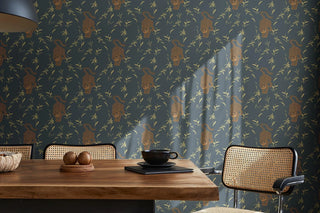 Mitchell Black Stalking Tiger Animal Wallpaper in shade Dark Moss dining room at Say Decor