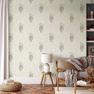Mitchell Black Stalking Tiger Animal Wallpaper in shade Moon living room at Say Decor