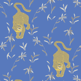 Mitchell Black Stalking Tiger Animal Wallpaper in shade Blue at Say Decor