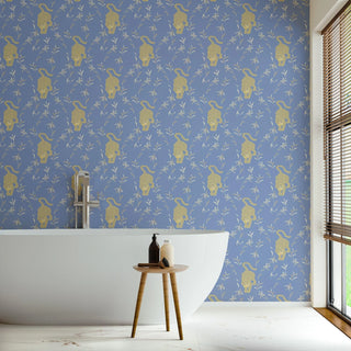 Mitchell Black Stalking Tiger Animal Wallpaper in shade Blue bathroom at Say Decor