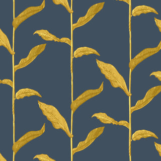 Mitchell Black Stalks Botanical Wallpaper in shade Golden Night at Say Decor 