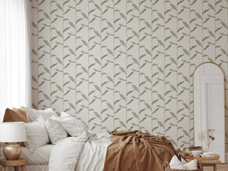 Mitchell Black Stalks Botanical Wallpaper in shade Aloe bedroom at Say Decor 