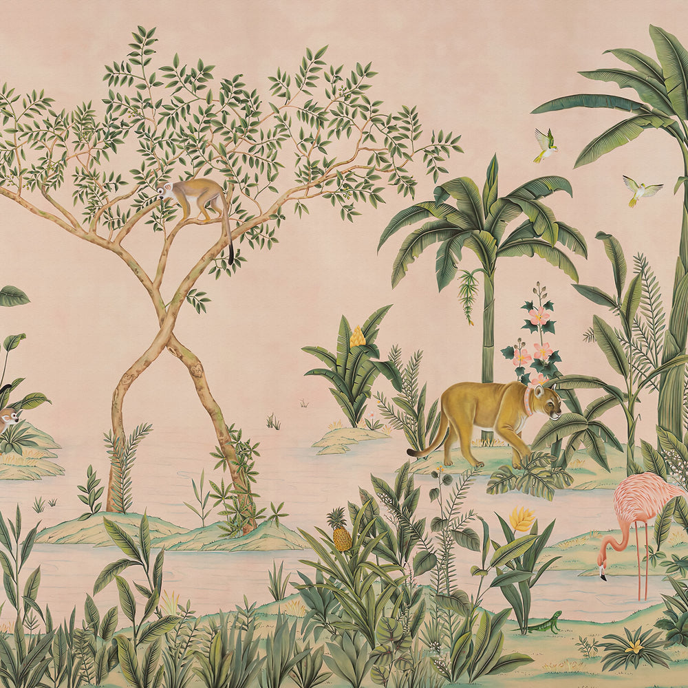 Rani Jungle Oasis Pink Wall Mural from Say Decor