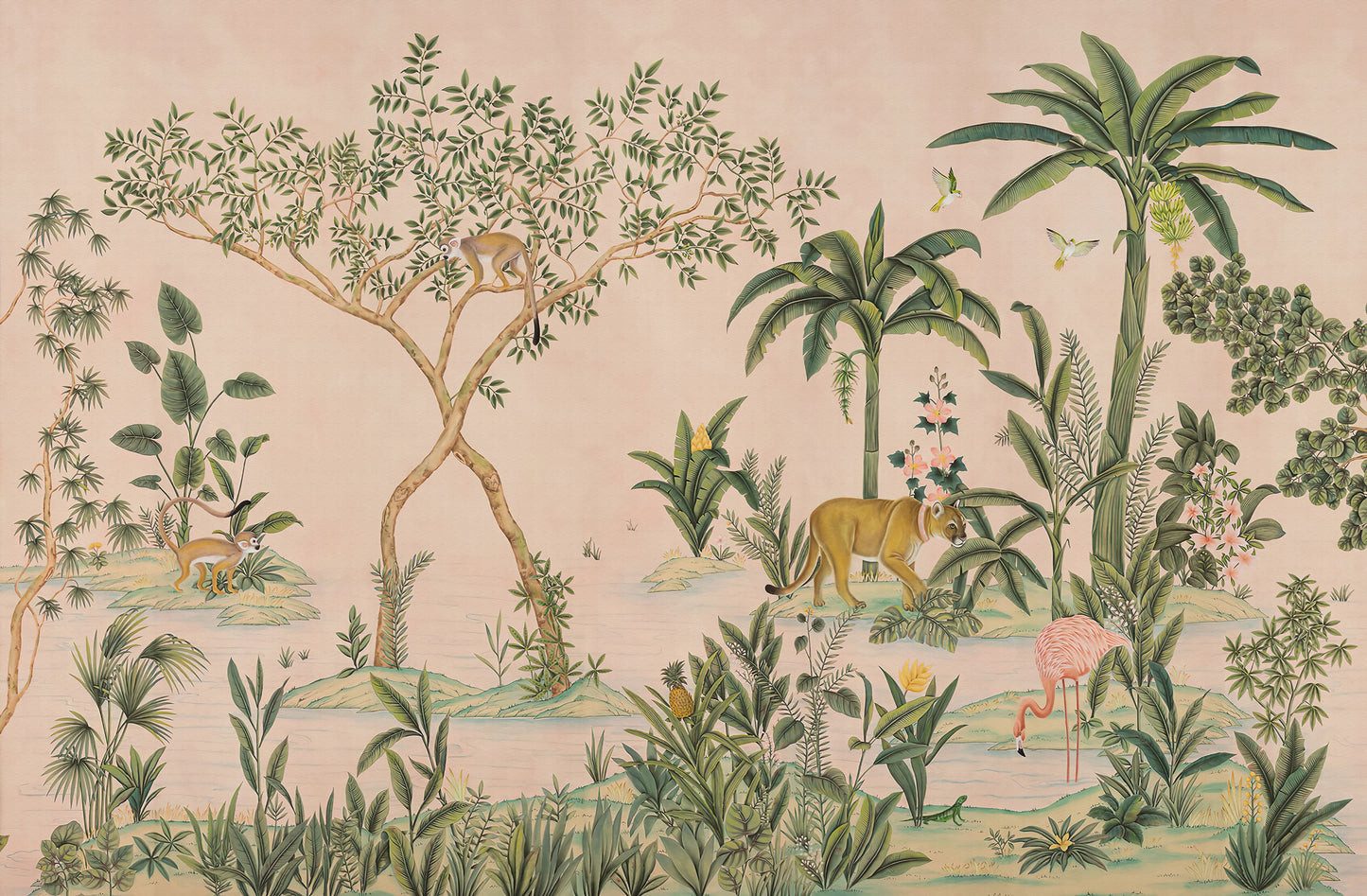 Rani Jungle Oasis Pink Wall Mural from Say Decor