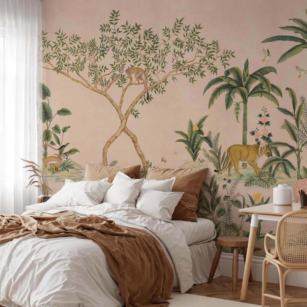 Rani Jungle Oasis Pink Wall Mural bedroom from Say Decor