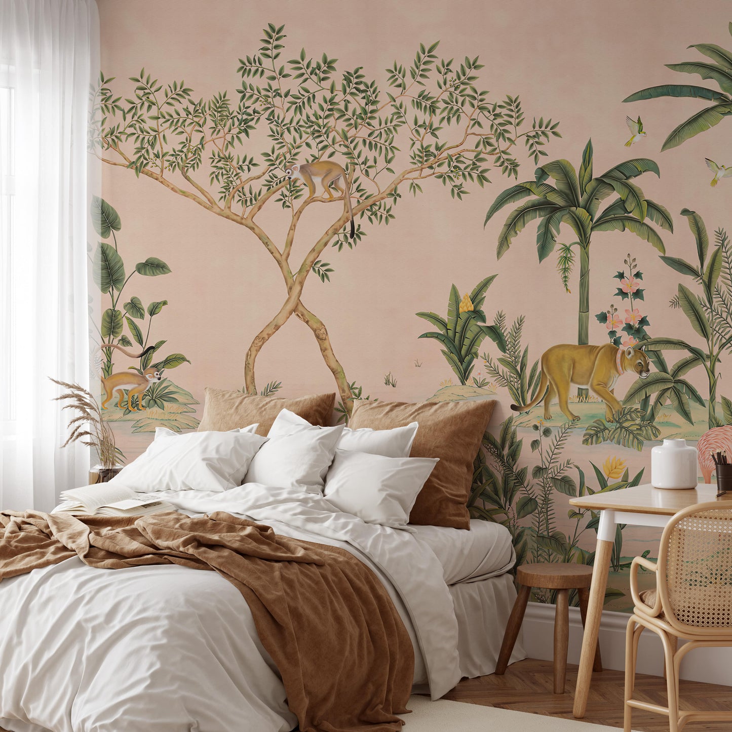 Rani Jungle Oasis Pink Wall Mural bedroom from Say Decor