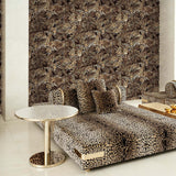 Dolce & Gabbana Casa Leopardo Incognito vinyl animal wallpaper living room in shade Natural