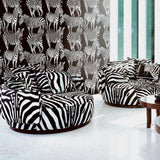 Dolce & Gabbana Zebra Romance animal vinyl unpasted wallpaper decor in shade ebony