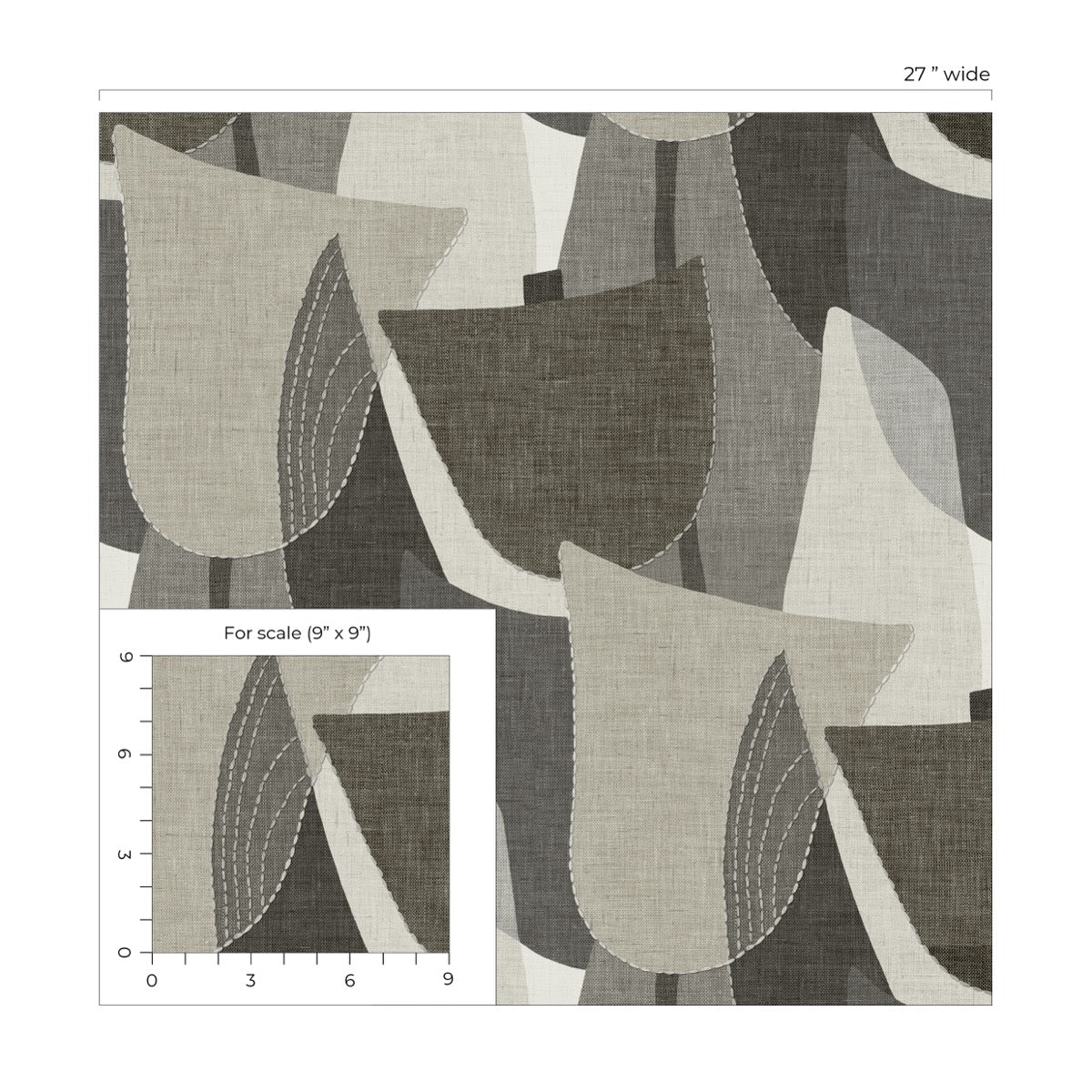 Fibers and Threads Mosley Tulips Geometric Embossed Vinyl Unpasted Wal ...