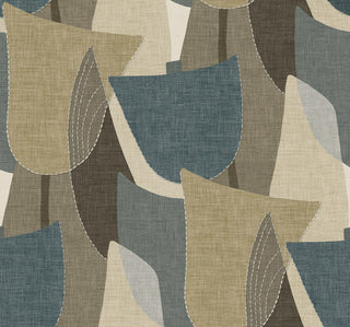 TH90005 Fibers and Threads Mosley Tulips Geometric Embossed Vinyl Unpasted Wallpaper from Say Decor