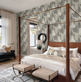 TH90008 Fibers and Threads Mosley Tulips Geometric Embossed Vinyl Unpasted Wallpaper Bedroom from Say Decor