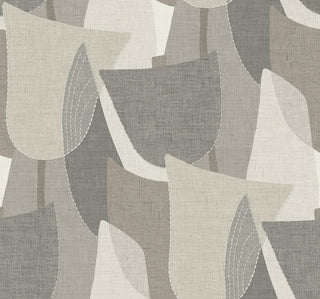 TH90008 Fibers and Threads Mosley Tulips Geometric Embossed Vinyl Unpasted Wallpaper from Say Decor