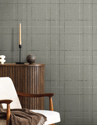 TH90100 Fibers and Threads Gorton Plaid Embossed Vinyl Unpasted Wallpaper Living Room from Say Decor