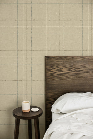 TH90105 Fibers and Threads Gorton Plaid Embossed Vinyl Unpasted Wallpaper Bedroom from Say Decor