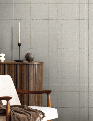 TH90108 Fibers and Threads Gorton Plaid Embossed Vinyl Unpasted Wallpaper Living Room from Say Decor