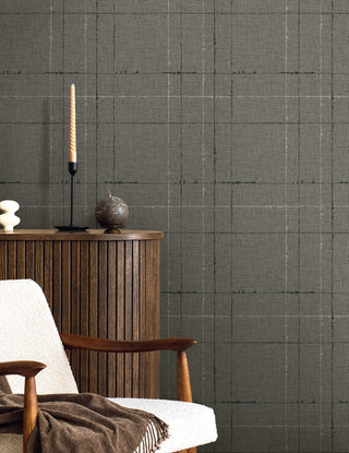 TH90110 Fibers and Threads Gorton Plaid Embossed Vinyl Unpasted Wallpaper Living Room from Say Decor