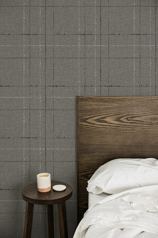 TH90110 Fibers and Threads Gorton Plaid Embossed Vinyl Unpasted Wallpaper Bedroom from Say Decor