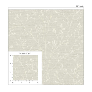 TH90300 botanical textured vinyl wallpaper scale from the Fibers and Threads collection by Seabrook Designs