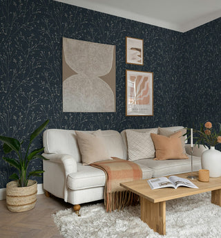 TH90302 botanical textured vinyl wallpaper living room from the Fibers and Threads collection by Seabrook Designs