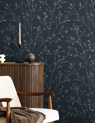 TH90302 botanical textured vinyl wallpaper entryway from the Fibers and Threads collection by Seabrook Designs