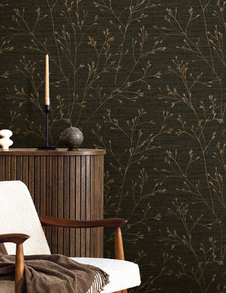 TH90306 botanical textured vinyl wallpaper entryway from the Fibers and Threads collection by Seabrook Designs