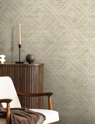 TH91606 Fibers and Threads Leigh Diamond Geometric Nonwoven Unpasted Wallpaper Living Room from Say Decor