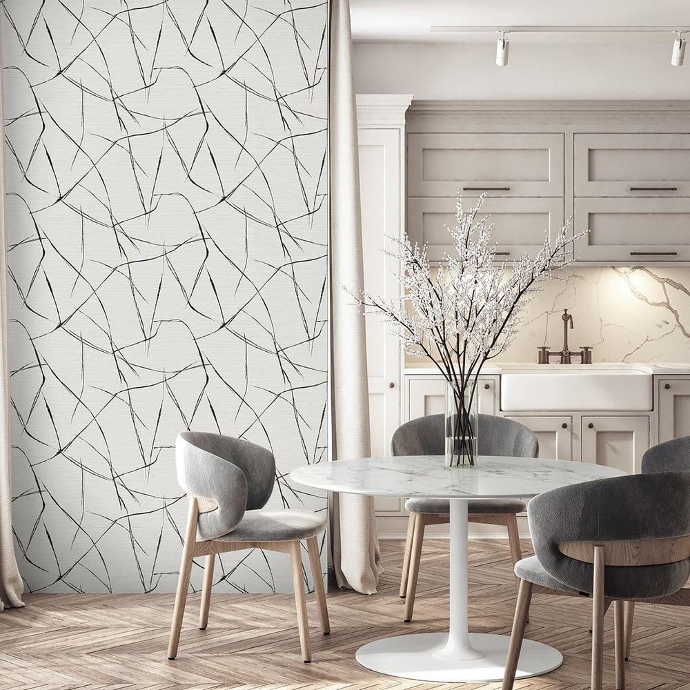 TH91900 abstract textured vinyl wallpaper dining room from the FIbers and Threads collection by Seabrook Designs