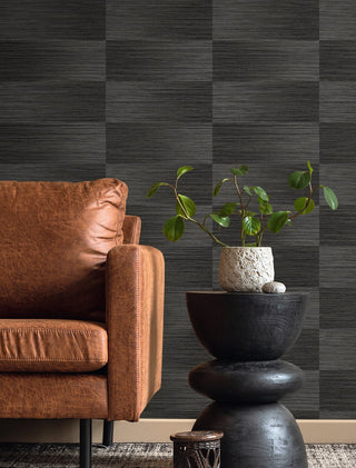 TH92000 striped faux sisal textured vinyl wallpaper living room from the Fibers and Threads collection by Seabrook Designs