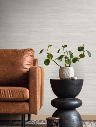 TH92105 faux grasscloth textured vinyl wallpaper living room from the Fibers and Threads collection by Seabrook Designs