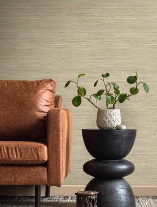 TH92115 faux grasscloth textured vinyl wallpaper living room from the Fibers and Threads collection by Seabrook Designs