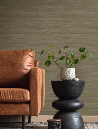 TH92125 faux grasscloth textured vinyl wallpaper living room from the Fibers and Threads collection by Seabrook Designs